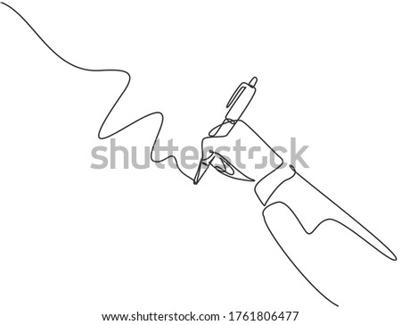 Single continuous line drawing of hand gesture draw straight diagonal line. Write long zigzag streak on white board concept. Trendy one line draw design vector graphic illustration