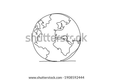 Single one line drawing of round globe earth. Earth icon silhouette for education concept. Infographic territory geography presentation isolated on white background. Design vector graphic illustration