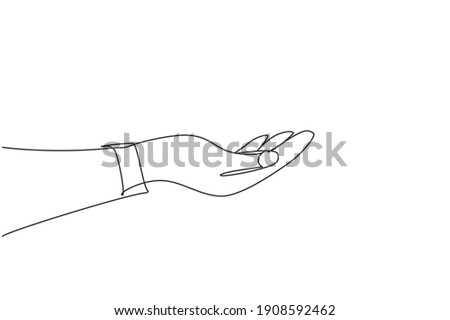 Hand holding gesture. Single continuous line hand gesture graphic icon. Simple one line draw doodle for world campaign concept. Isolated vector illustration minimalist design on white background