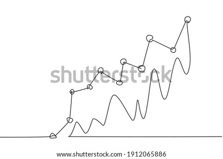 Single one line drawing of successful increasing business market graph report sign. Business financial growth minimal concept. Modern continuous line draw design graphic vector illustration