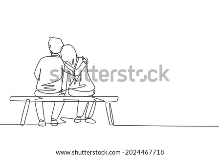 Boy And Girl Sitting On A Bench Drawing | Free download on ClipArtMag