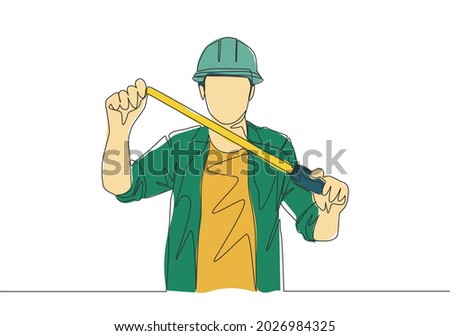 Similar – Image, Stock Photo Workman with measuring tape making surf board