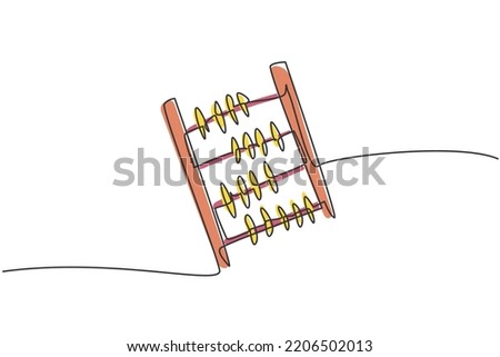 Single one line drawing of abacus tool for helping kids at counting number. Back to school minimalist, education concept. Continuous simple line draw style design graphic vector illustration