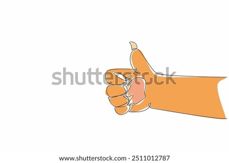 Continuous one line drawing sharp-clawed cat's hand forms a thumbs up gesture. Fun gestures from pet cats. Imitation of human behavior. Smart pet. Adorable. Single line draw design vector illustration