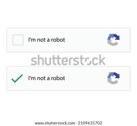 I'm not a robot button. Captcha, Security check, Internet safety. Stock vector Illustration for website or application. Internet technology. Vector EPS 10
