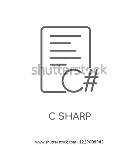 C sharp linear icon. Modern outline C sharp logo concept on white background from Programming collection. Suitable for use on web apps, mobile apps and print media.