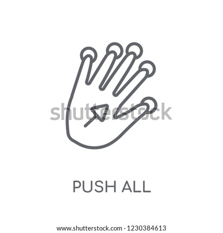 Push all fingers to expand linear icon. Modern outline Push all fingers to expand logo concept on white background from Hands collection. Suitable for use on web apps, mobile apps and print media.