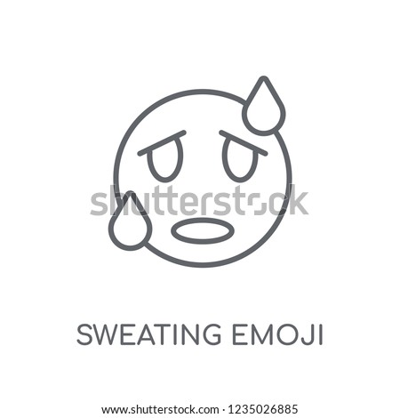 Sweating emoji linear icon. Modern outline Sweating emoji logo concept on white background from Emoji collection. Suitable for use on web apps, mobile apps and print media.