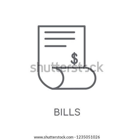 Bills linear icon. Modern outline Bills logo concept on white background from e-commerce and payment collection. Suitable for use on web apps, mobile apps and print media.