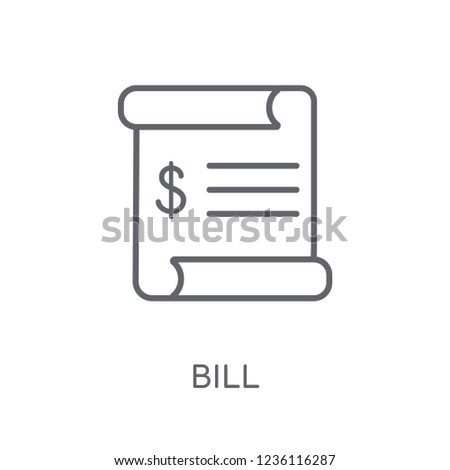 Bill linear icon. Modern outline Bill logo concept on white background from Delivery and logistics collection. Suitable for use on web apps, mobile apps and print media.