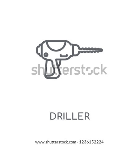 Driller linear icon. Modern outline Driller logo concept on white background from Construction collection. Suitable for use on web apps, mobile apps and print media.