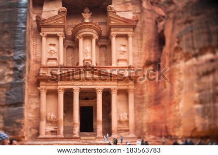 Al Khazneh or The Treasury at Petra, Jordan. TiltÃ¢Â?Â?shift photography by PC-E nikkor 24mm