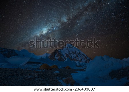 Milky way over Saribung base camp, Mustang, Nepal