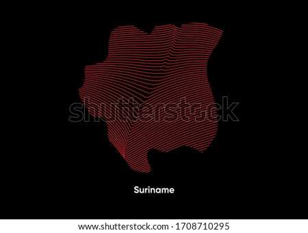 Dynamic Line Wave map of Suriname. Twist lines map of Suriname. Suriname Political Map