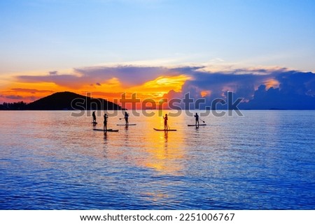 Similar – Image, Stock Photo Woman with boat standing in river