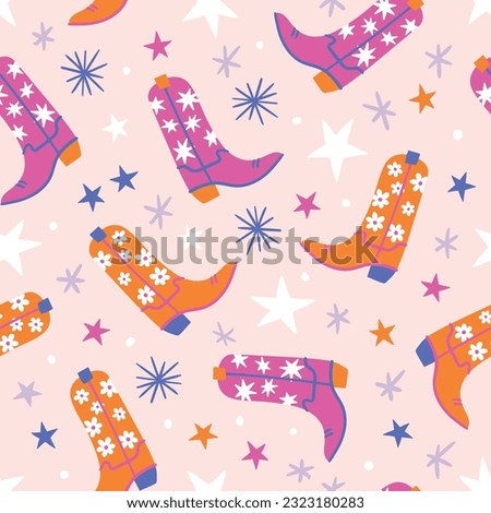 Cowboy boots pattern. Cowgirl boots background. Western