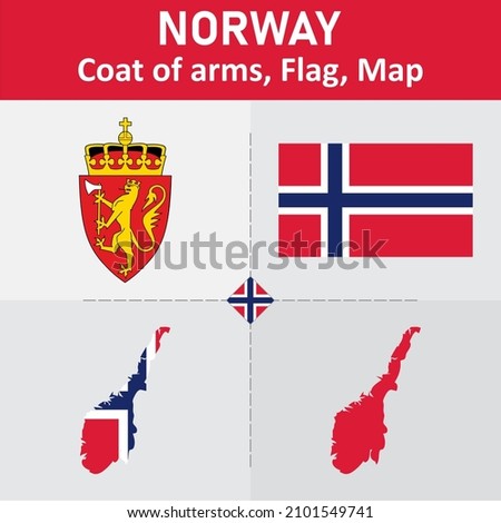 Norway Coat of Arms, Flag and Map