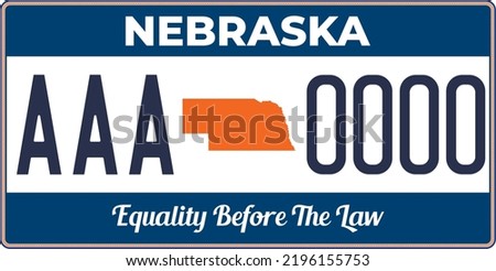 Vehicle license plates marking in Nebraska in United States of America, Car plates. Vehicle license numbers of different American states.Vintage print for tee shirt graphics, sticker and poster design