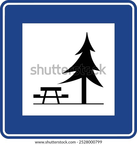 Picnic site, Road signs in Turkey. Standard traffic signs on Turkish highways. (Turkish: Karayollari standart trafik isaret levhalari, Bilgi isaretleri)