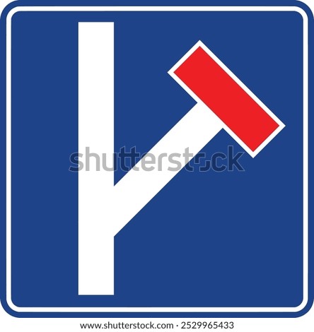 Dead end, on a road to the right, Warning Signs, Turkey Highway Standard Traffic Signs (Turkish: Karayollari Standart Trafik Isaret Levhalari, Tehlike Uyari Isaretleri, Girisi Olmayan Yol Kavsagi) 