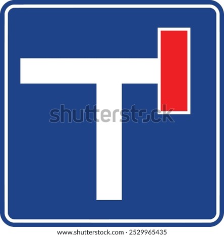 Dead end, on a road to the right, Warning Signs, Turkey Highway Standard Traffic Signs (Turkish: Karayollari Standart Trafik Isaret Levhalari, Tehlike Uyari Isaretleri, Girisi Olmayan Yol Kavsagi) 