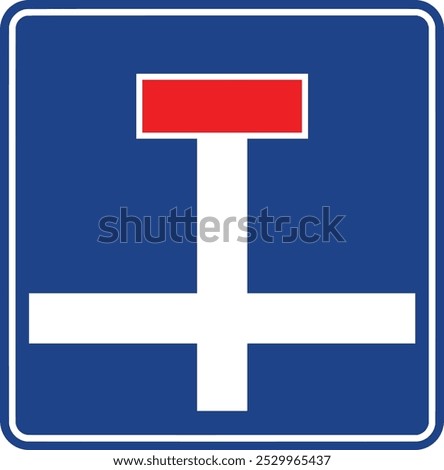 Dead end, on a road to the right, Warning Signs, Turkey Highway Standard Traffic Signs (Turkish: Karayollari Standart Trafik Isaret Levhalari, Tehlike Uyari Isaretleri, Girisi Olmayan Yol Kavsagi) 