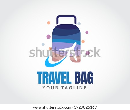 travel bag airplane negative space logo symbol design illustration inspiration