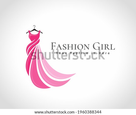 abstract beauty women's dress fashion logo design illustration