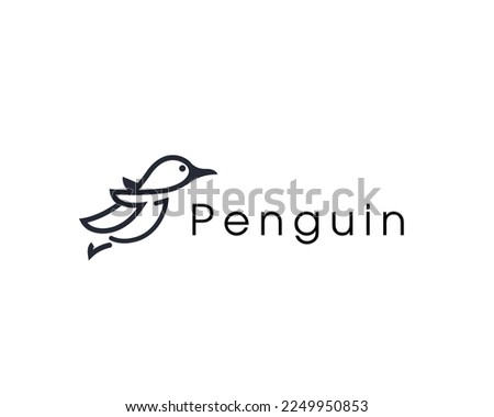 flying jump penguin art logo icon symbol design template illustration inspiration