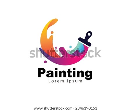 paint brush liquid coloring logo icon symbol design template illustration inspiration