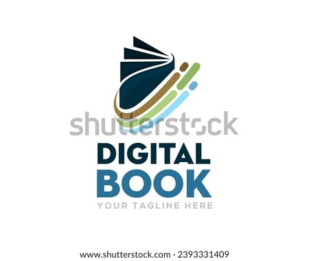 abstract digital wire connection book logo icon symbol design template illustration inspiration