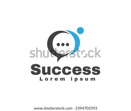 success chat consultation human jump forum logo icon symbol design template illustration inspiration