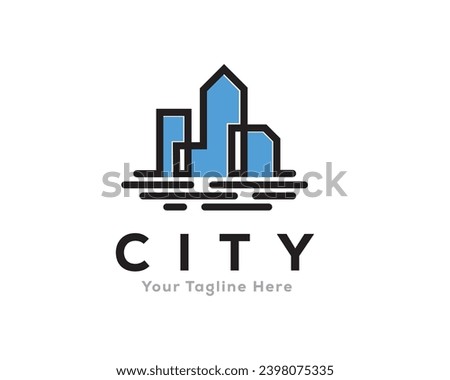 simple abstract line art building property real estate logo icon symbol design template illustration inspiration