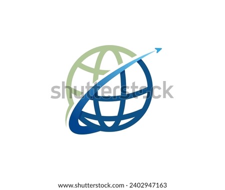 globe world trans arrow up solution logo icon symbol design template illustration inspiration