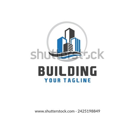 abstract circle building apartment construction real estate logo icon symbol design template illustration inspiration