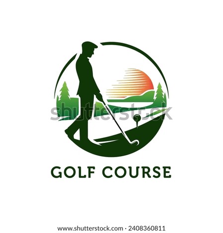 Silhouette of man playing golf in the golf course