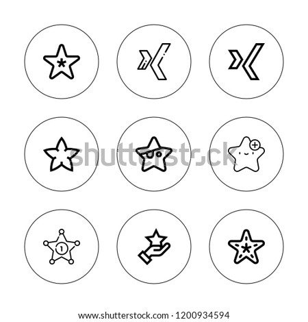 Five icon set. collection of 9 outline five icons with star, starfish icons. editable icons.