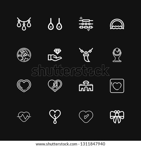   icons line Bow, Heart, Badoo, Alcala gate, Necklace, Jewelry, Holden, Ring, Earrings on black background