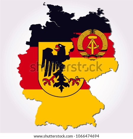 East Germany & West Germany flags in country outline