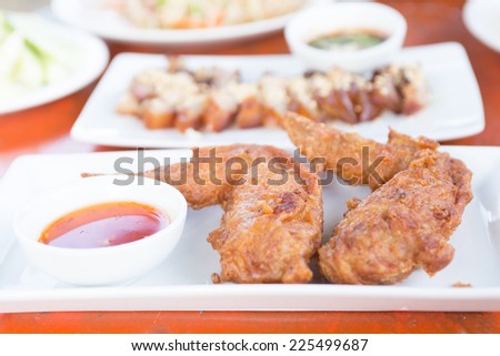 Hot Meat Dishes - Fried Chicken Wings. Thai food