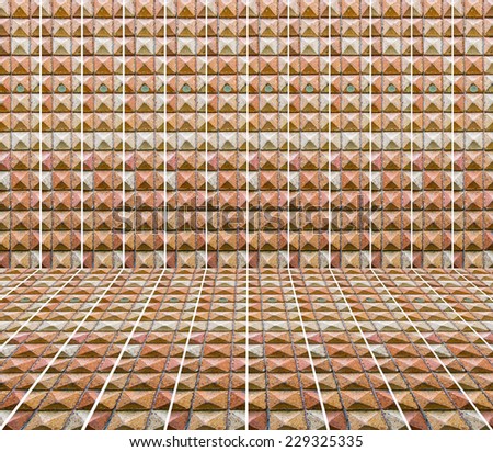 Pattern of triangular clay tiles,  (Triangle embossed high) , 3D