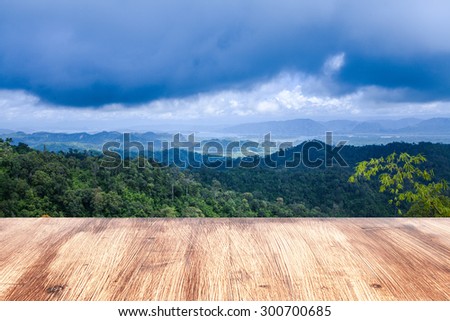 landscape Perspective wood floor  The mountain is plentiful.   can be used for display or montage your products.