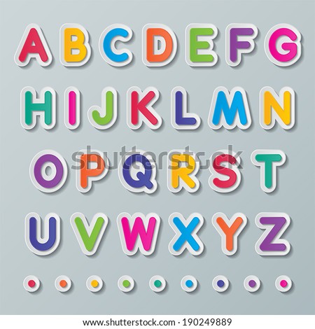 colorful paper capital alphabet letters a to z fonts. vector.