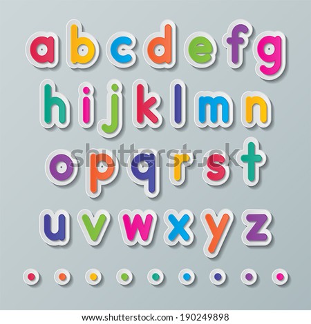 colorful paper small alphabet letters a to z fonts. vector.