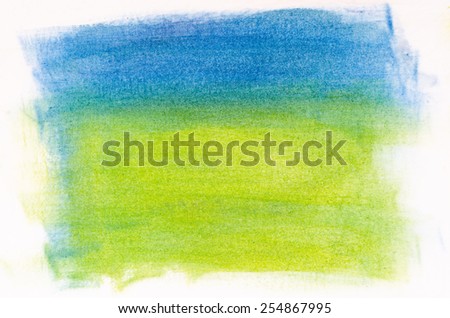 blue and green abstract painted background on white