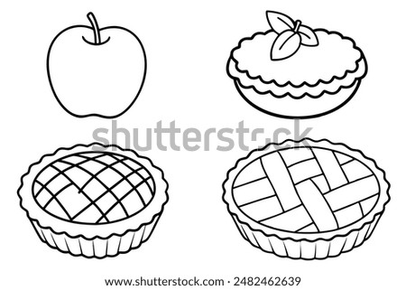 Apple Pie Line Art illustrating timeless dessert charm