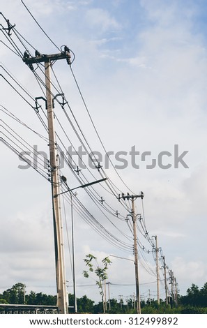 Utility pole  with sky background