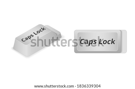 Caps Lock button computer keyboard 3d isometric and flat vector illustration. EPS10.