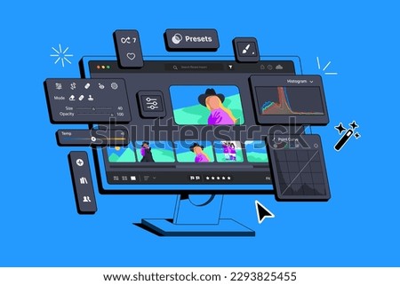 Editing software for importing, saving, viewing, organizing, tagging, editing, and sharing large numbers of digital images. Presets for many photos. App for photographers. Processing Photo displayed o
