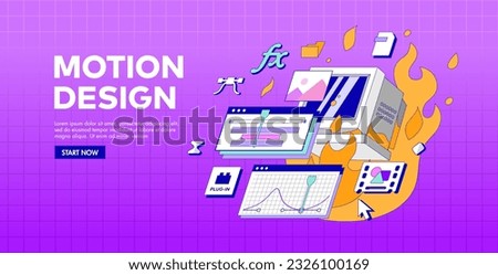 An Old slow Computer does not pull a complex Program for Motion Design. Computer Burned down on Fire. Optimize an app. Slow render. Retro style vector illustration